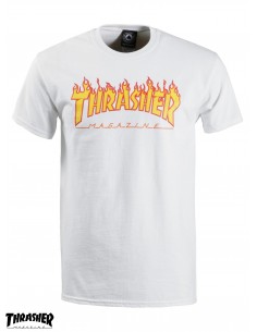T-Shirt Thrasher Flame Logo White
