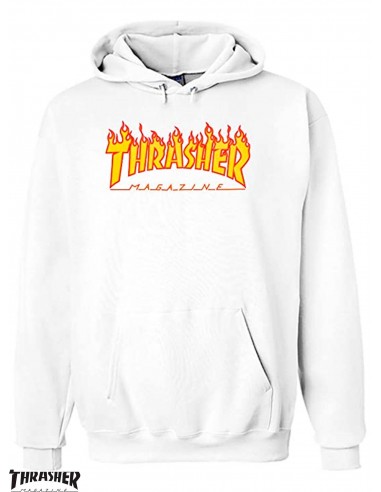 Thrasher Flame Logo White Hoodie